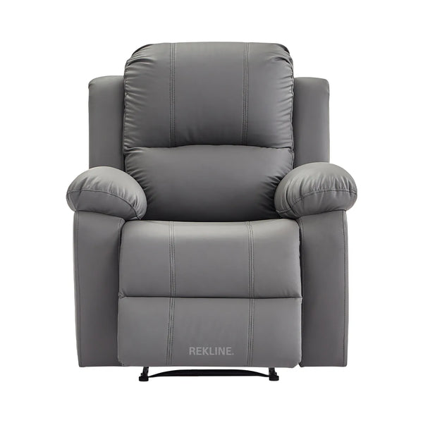 Grey Leather Recliner Chair | Manual Reclining Armchair | Space-Saving Wall Hugger | Trento 1 Seater Sofa by REKLINE