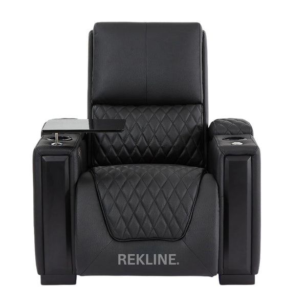 Home Cinema Chair in Black Real Leather | Luxury for Gaming & Movie Theatre Seating | Electric Recliner with Power Headrest & Automatic Lumbar Support | Assisi by REKLINE