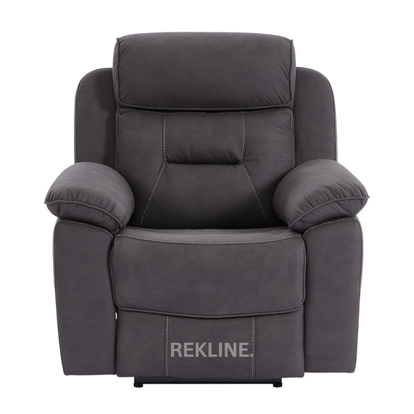 Electric Recliner Armchair in Grey Fabric | Movie & Home Cinema Chair with 8-Point Massage & Power Headrest | High-Back + Padded Lumbar | Florence by REKLINE