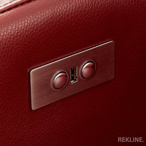 Home Cinema Chair in Red Real Leather | Luxury Movie Theatre Seating | Electric Recliner with Padded Headrest & Lumbar Support | Rimini by REKLINE