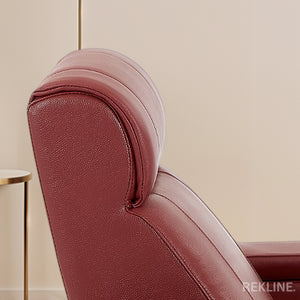 Home Cinema Chair in Red Real Leather | Luxury Movie Theatre Seating | Electric Recliner with Padded Headrest & Lumbar Support | Rimini by REKLINE