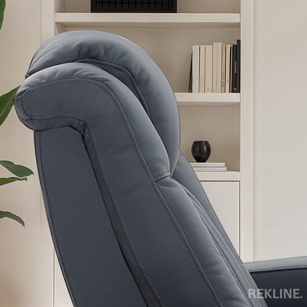 Home Cinema Chair in Blue Leather | Luxury for Gaming & Movie Theatre Seating | Power Recliner Chair with 8-Point Massage & Power Headrest | Capri by REKLINE