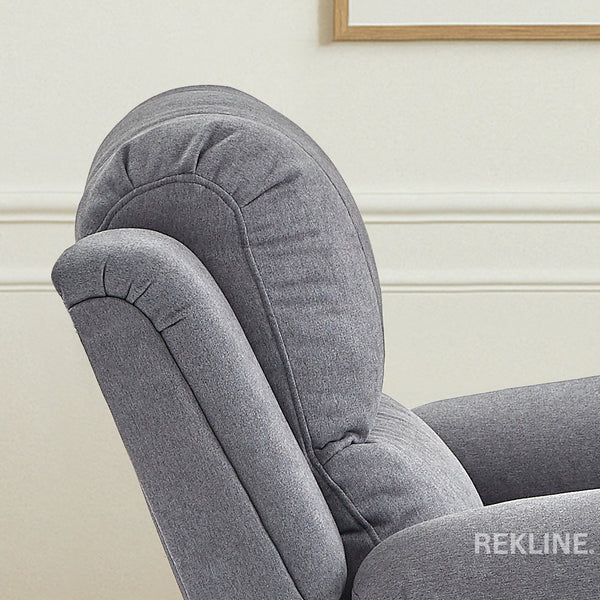 Grey Fabric Recliner Chair | Manual Reclining Armchair | Space-Saving Wall Hugger | Trento 1 Seater Sofa by REKLINE