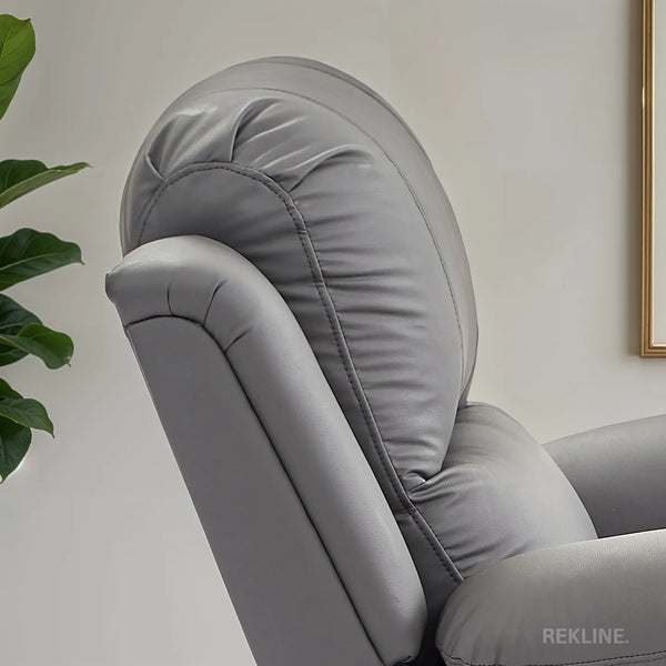 Grey Leather Recliner Chair | Manual Reclining Armchair | Space-Saving Wall Hugger | Trento 1 Seater Sofa by REKLINE