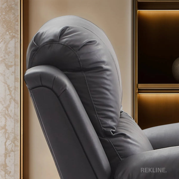 Black Leather Recliner Chair | Manual Reclining Armchair | Space-Saving Wall Hugger | Trento 1 Seater Sofa by REKLINE