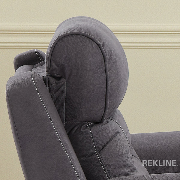 Electric Recliner Armchair in Grey Fabric | Movie & Home Cinema Chair with 8-Point Massage & Power Headrest | High-Back + Padded Lumbar | Florence by REKLINE