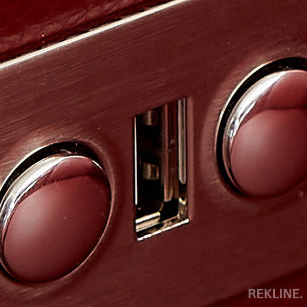 Home Cinema Chair in Red Real Leather | Luxury Movie Theatre Seating | Electric Recliner with Padded Headrest & Lumbar Support | Rimini by REKLINE