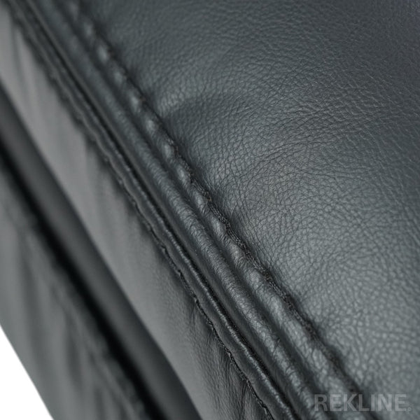 Large Black Leather Footstool | Storage Ottoman for Sofa | 49cm H x 58cm W x 66cm L - Square  | Ravenna by REKLINE