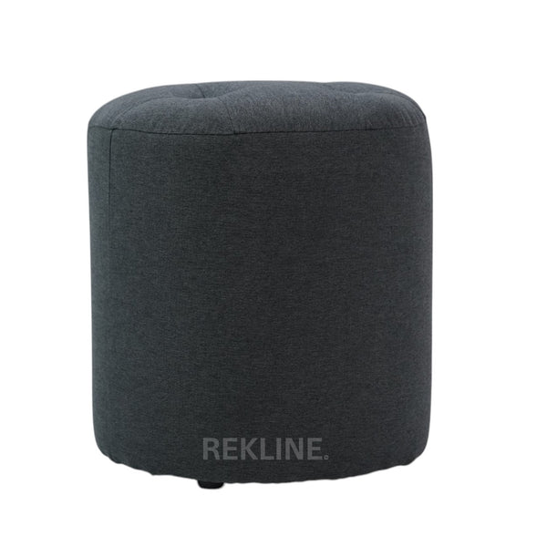 Small Round Grey Fabric Pouffe Footstool for Sofa | 38cm H x 35cm W | Vaneto Stool by REKLINE