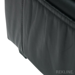Large Black Leather Footstool | Storage Ottoman for Sofa | 49cm H x 58cm W x 66cm L - Square  | Ravenna by REKLINE