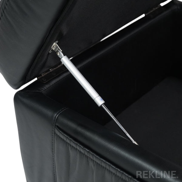 Large Black Leather Footstool | Storage Ottoman for Sofa | 49cm H x 58cm W x 66cm L - Square  | Ravenna by REKLINE