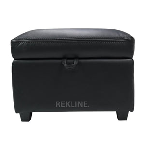 Large Black Leather Footstool | Storage Ottoman for Sofa | 49cm H x 58cm W x 66cm L - Square  | Ravenna by REKLINE