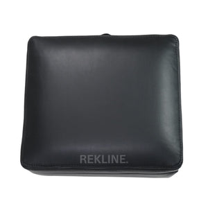 Large Black Leather Footstool | Storage Ottoman for Sofa | 49cm H x 58cm W x 66cm L - Square  | Ravenna by REKLINE