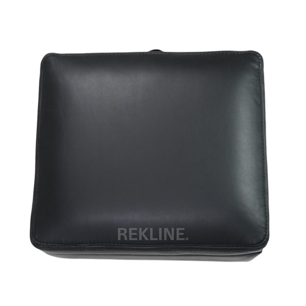 Large Black Leather Footstool | Storage Ottoman for Sofa | 49cm H x 58cm W x 66cm L - Square  | Ravenna by REKLINE
