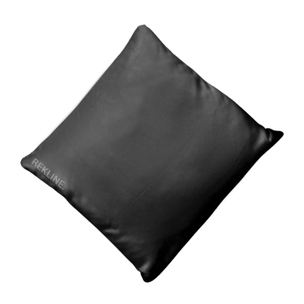 Black Faux Leather Cushions (set of 2) | Small 45cm x 45cm Square Design for Sofa Decor | by REKLINE