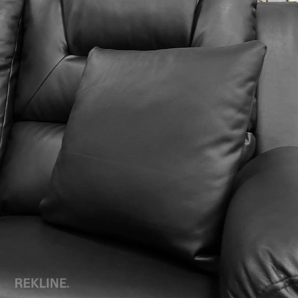 Black Faux Leather Cushions (set of 2) | Small 45cm x 45cm Square Design for Sofa Decor | by REKLINE