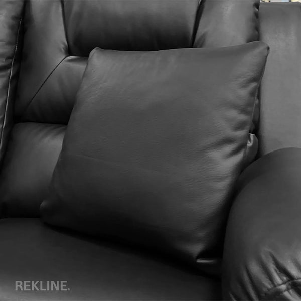 Black Faux Leather Cushions (set of 2) | Small 45cm x 45cm Square Design for Sofa Decor | by REKLINE
