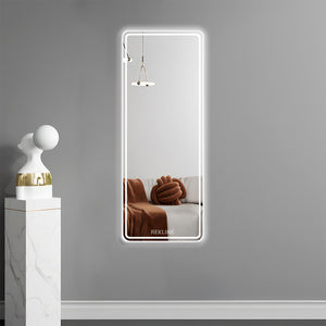 Full Length Frameless Large LED Mirror | Copper-Free Silver Glass & Alloy Lamp Trough | 70×180 cm | Miami Glow Mirror By REKLINE