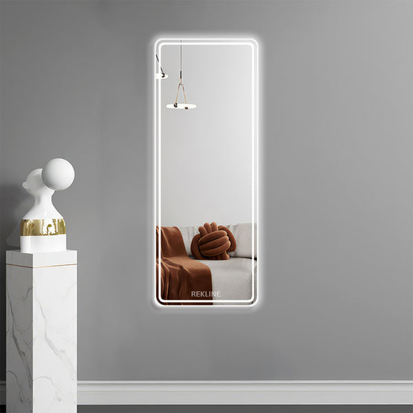 Full Length Frameless Large LED Mirror | Copper-Free Silver Glass & Alloy Lamp Trough | 70×180 cm | Miami Glow Mirror By REKLINE