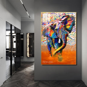 Large Elephant Canvas Wall Art | Illuminated, Premium Alloy Frame | 100 × 150 cm | Rekline