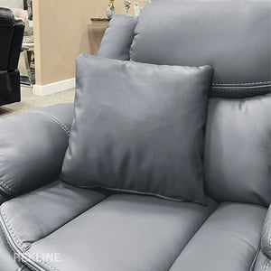 Grey Faux Leather Cushions (set of 2) | Small 45cm x 45cm Square Design for Sofa Decor | by REKLINE