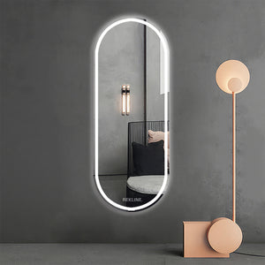 Full Length Frameless Large LED Mirror | Copper-Free Silver Glass & Alloy Lamp Trough | 70×180 cm | Miami Glow Mirror By REKLINE