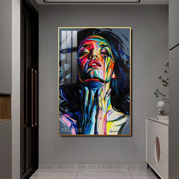 Portrait of a Woman LED Canvas | Remote & Plug, Gold/Black Alloy Frame | 100 × 150 cm by REKLINE