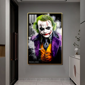 The Joker LED Wall Art | Modern LED Canvas with Glow Frame in Black Or Gold | Rekline