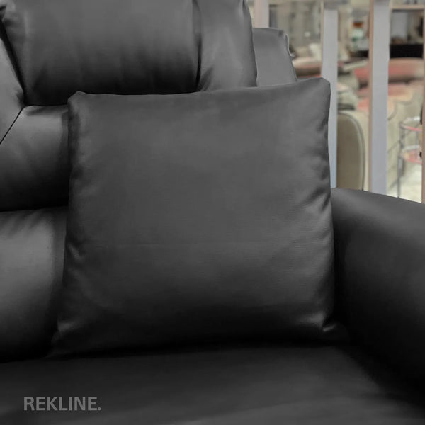 Black Faux Leather Cushions (set of 2) | Small 45cm x 45cm Square Design for Sofa Decor | by REKLINE