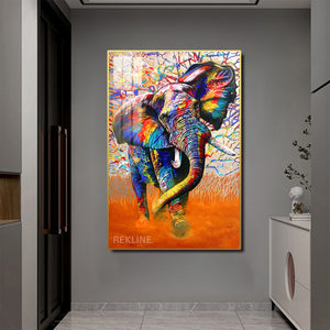 Large Elephant Canvas Wall Art | Illuminated, Premium Alloy Frame | 100 × 150 cm | Rekline