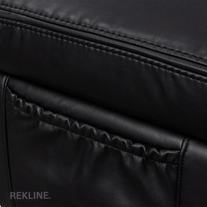 Large Black Leather Footstool | Storage Ottoman for Sofa | 49cm H x 58cm W x 66cm L - Square  | Ravenna by REKLINE