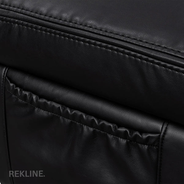 Large Black Leather Footstool | Storage Ottoman for Sofa | 49cm H x 58cm W x 66cm L - Square  | Ravenna by REKLINE