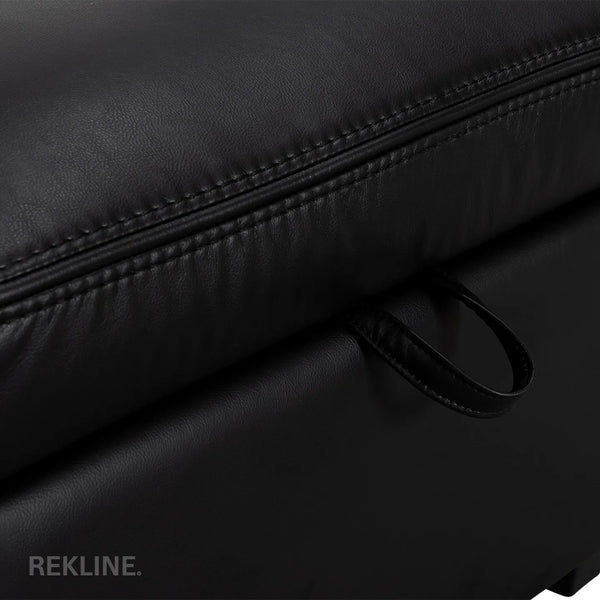 Large Black Leather Footstool | Storage Ottoman for Sofa | 49cm H x 58cm W x 66cm L - Square  | Ravenna by REKLINE