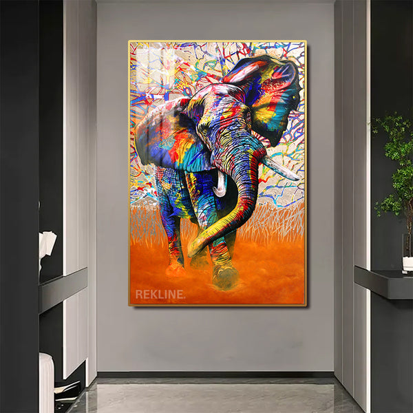 Large Elephant Canvas Wall Art | Illuminated, Premium Alloy Frame | 100 × 150 cm | Rekline