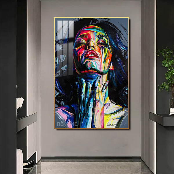 Portrait of a Woman LED Canvas | Remote & Plug, Gold/Black Alloy Frame | 100 × 150 cm by REKLINE