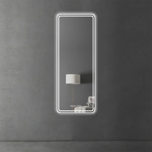 Full Length Frameless Large LED Mirror | Copper-Free Silver Glass & Alloy Lamp Trough | 70×180 cm | Miami Glow Mirror By REKLINE