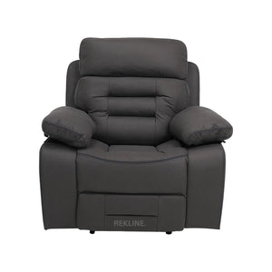 Electric Recliner Armchair in Grey Fabric | Movie & Home Cinema Chair with 8-Point Massage & Power Headrest | High-Back + Padded Lumbar | Tuscany by REKLINE