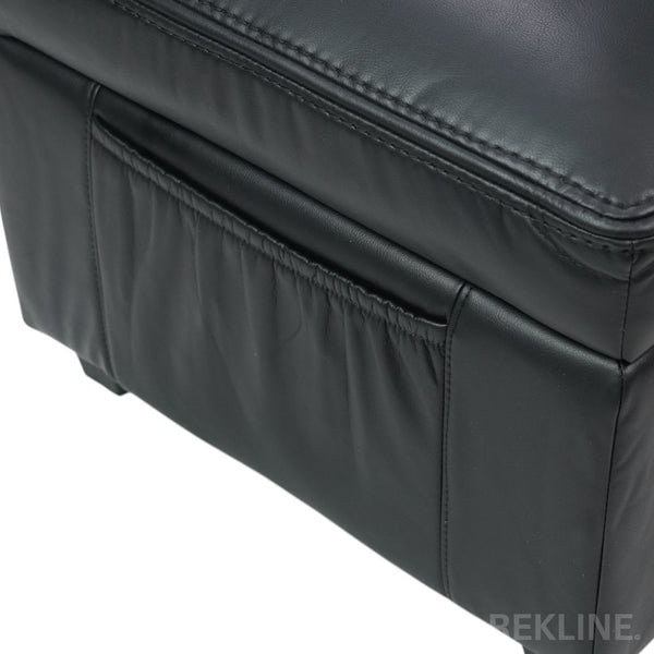 Large Black Leather Footstool | Storage Ottoman for Sofa | 49cm H x 58cm W x 66cm L - Square  | Ravenna by REKLINE