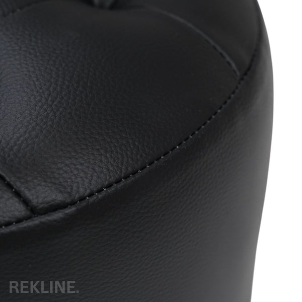 Large Round Black Leather Pouffe Footstool for Sofa | 41cm H x 38cm W | Vaneto Stool by REKLINE