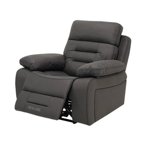 Electric Recliner Armchair in Grey Fabric | Movie & Home Cinema Chair with 8-Point Massage & Power Headrest | High-Back + Padded Lumbar | Tuscany by REKLINE
