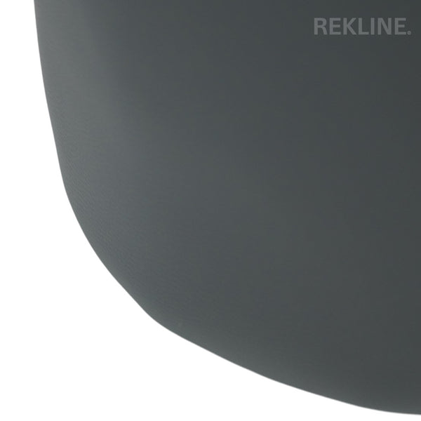 Small Round Grey Leather Pouffe Footstool for Sofa | 38cm H x 35cm W | Vaneto Stool by REKLINE