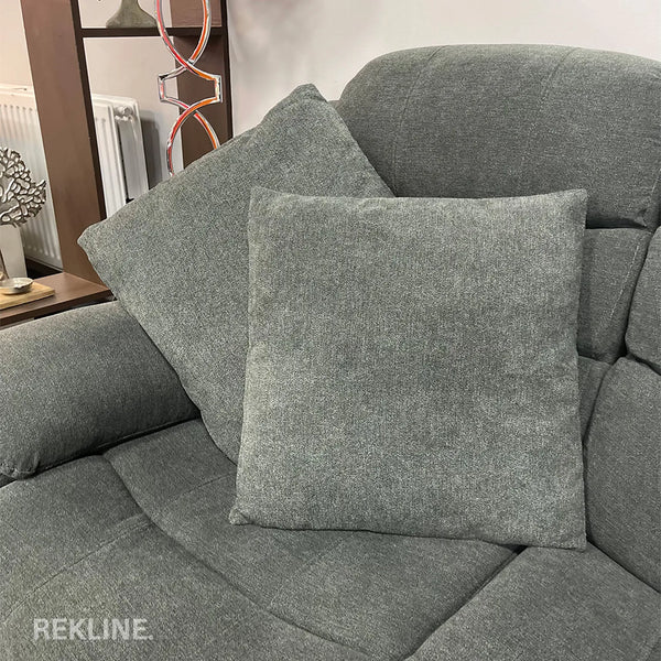 Grey Twilled Fabric Cushions (set of 2) | Small 45cm x 45cm Square Design for Sofa Decor | by REKLINE