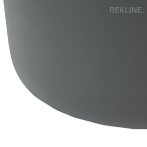 Large Round Grey Leather Pouffe Footstool for Sofa | 41cm H x 38cm W | Vaneto Stool by REKLINE