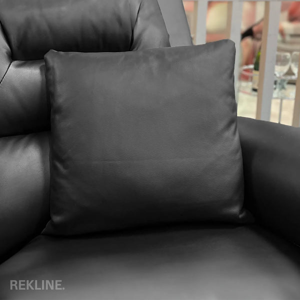 Black Faux Leather Cushions (set of 2) | Small 45cm x 45cm Square Design for Sofa Decor | by REKLINE