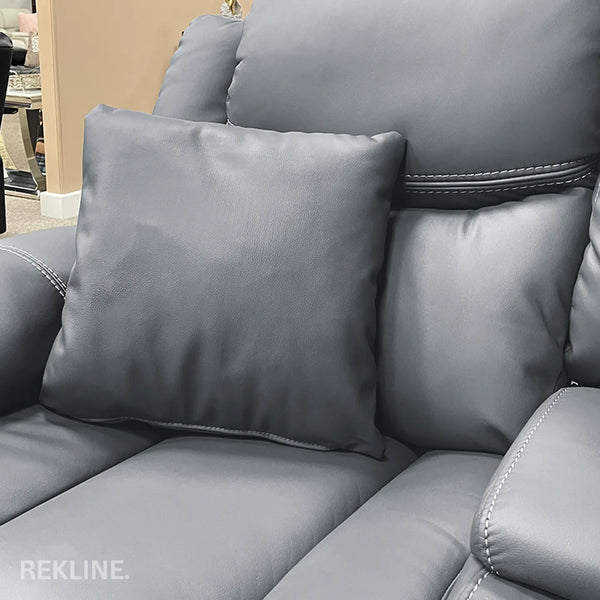 Grey Faux Leather Cushions (set of 2) | Small 45cm x 45cm Square Design for Sofa Decor | by REKLINE
