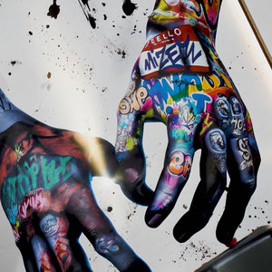 Holding Hands Painting Wall Art | Colourful Art Print With Gold/Black Alloy Frame, Remote & Plug | 100 × 150 cm | By REKLINE